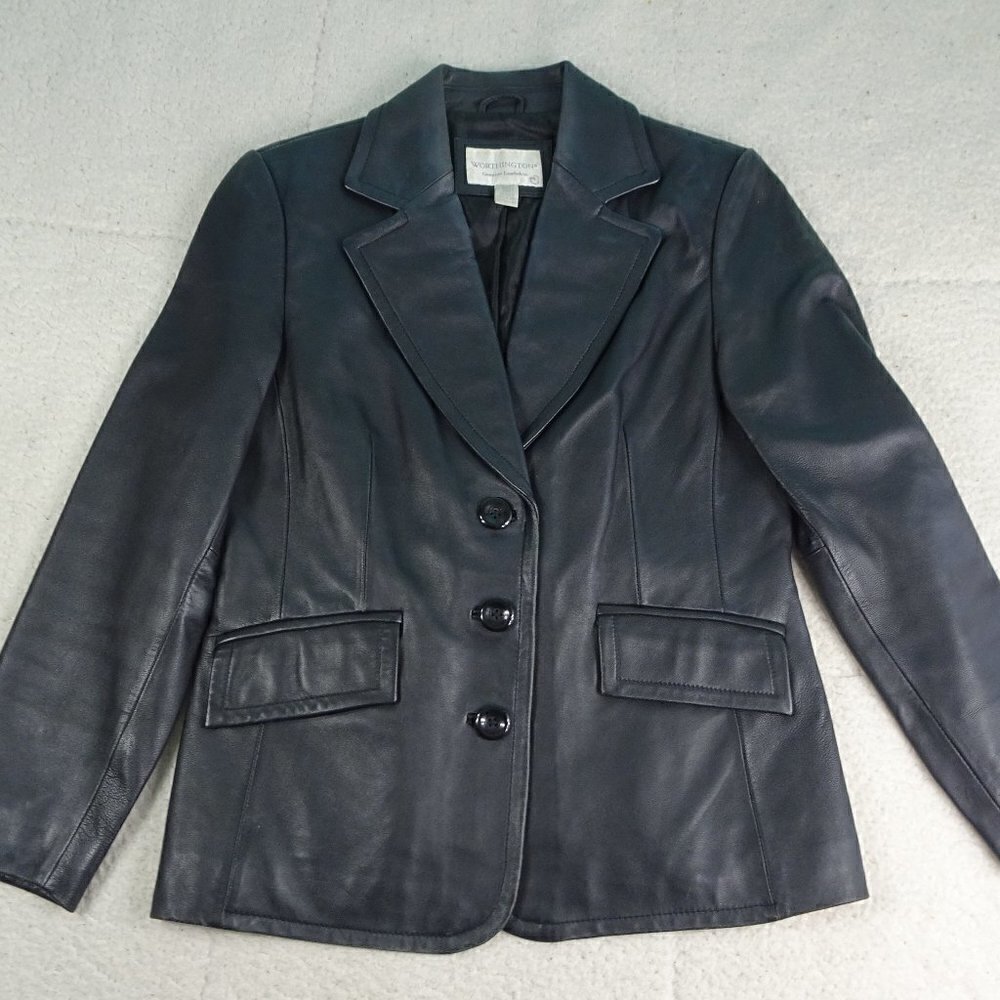Worthington Lambskin Leather Coat Petite Small